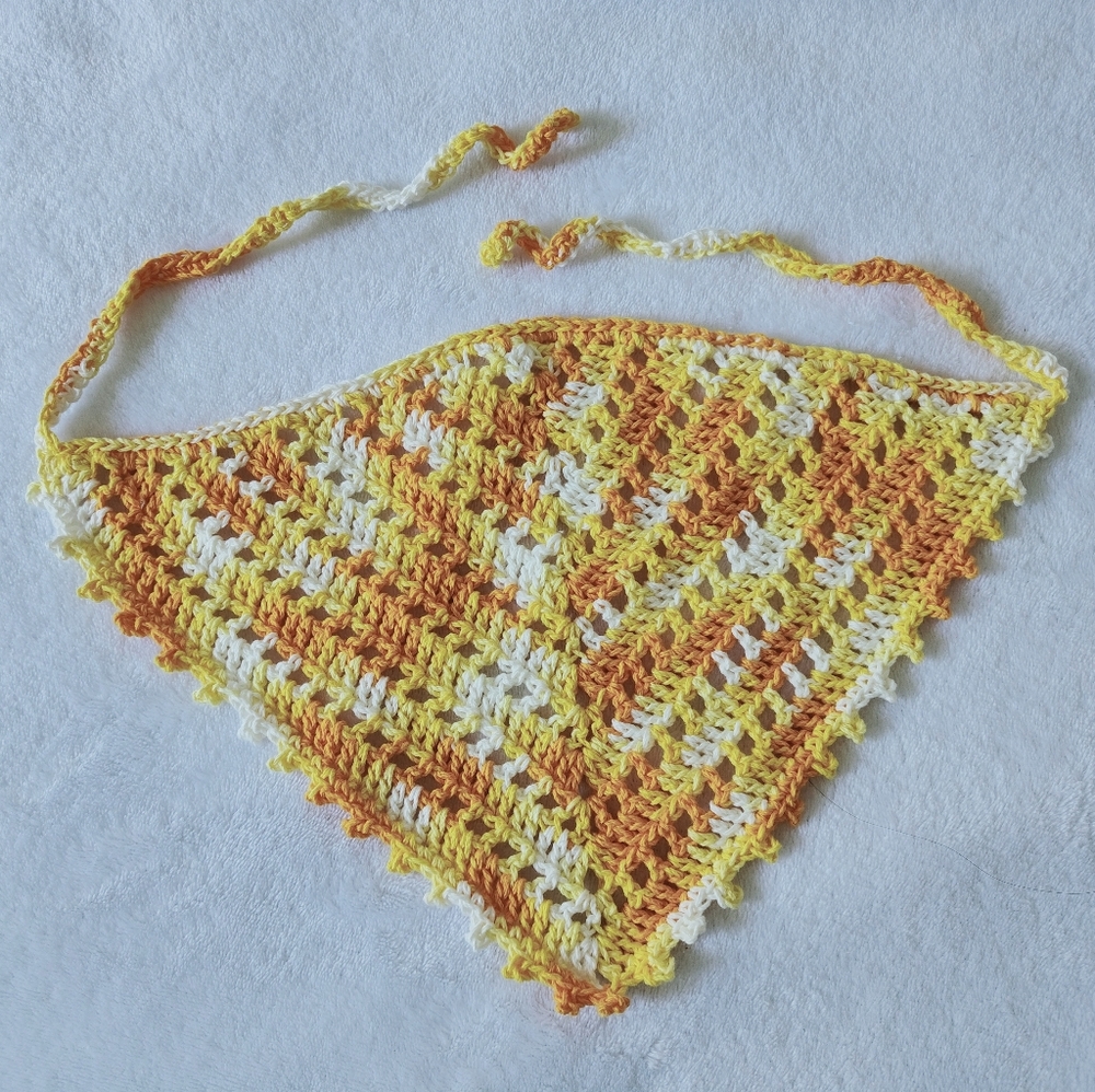 Handmade Crochet Bandana in Yellow and Orange
